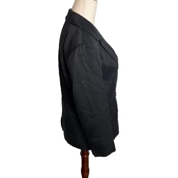 J.Crew Petite $218 Drapey twill double-breasted blazer Black Size 2P CB292